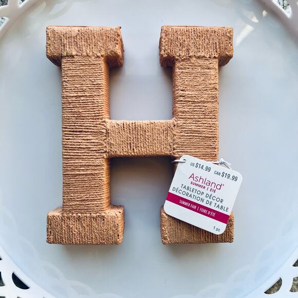 NWT Michaels Pale Pink Textured Letter "H" Table Top Decor by Ashland - Picture 2 of 10